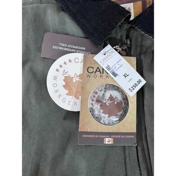 NWT!! "CANADA" Workgear,Barn Coat, Olive Green, With Black Corduroy Collar - Picture 2 of 7